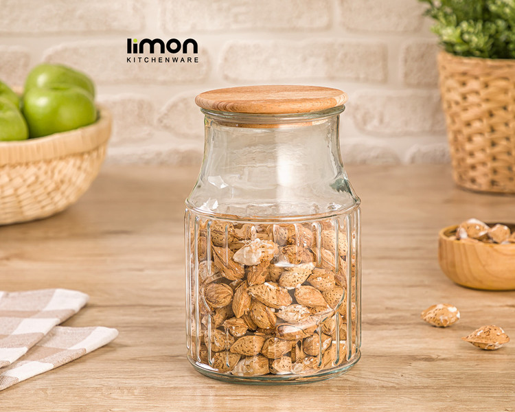 بانکه شیشه ای 1.2 درب چوبی لیمون